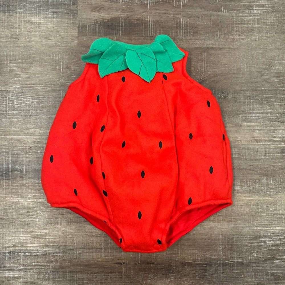 Dress‎ Up America Baby Strawberry Costume Romper Red Green 6-12 Months Halloween